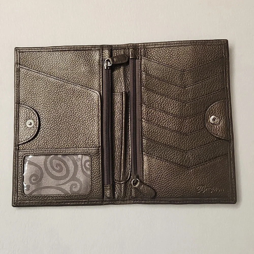 Brighton Embossed Medallion Leather Wallet in Dark Brown